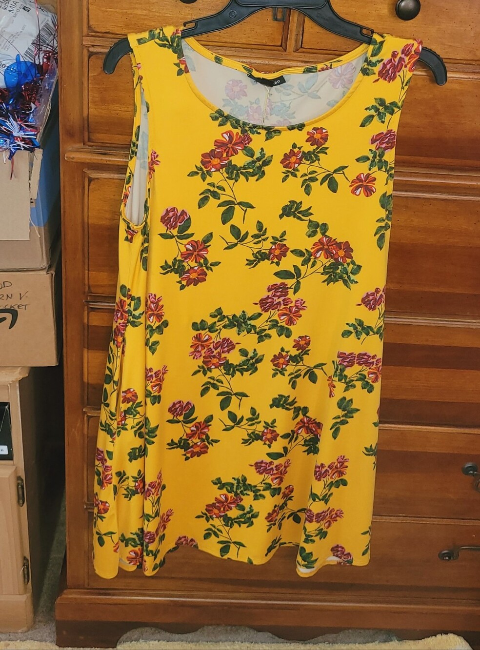 🌼 Nina Leonard Mustard Yellow Floral Shift Dress 🌼 - Picture 1 of 8